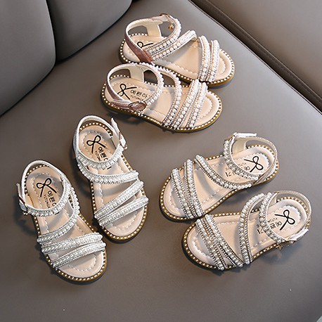 Giày sandal bé gái công chúa đính hạt quai chéo thời trang đế mềm cho bé từ 2 đến 10 tuổi ( F39 )