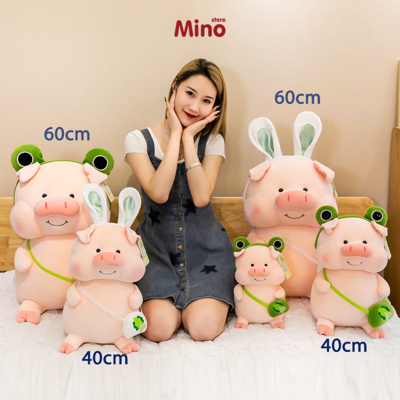 Gấu Bông Heo Hồng Cosplay Ếch Và Thỏ MINO STORE TH95