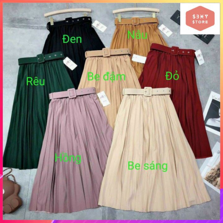 Chân Váy Dài, Chân Váy Xếp Ly Kèm Đai Thời Trang Phong Cách S3XY | BigBuy360 - bigbuy360.vn
