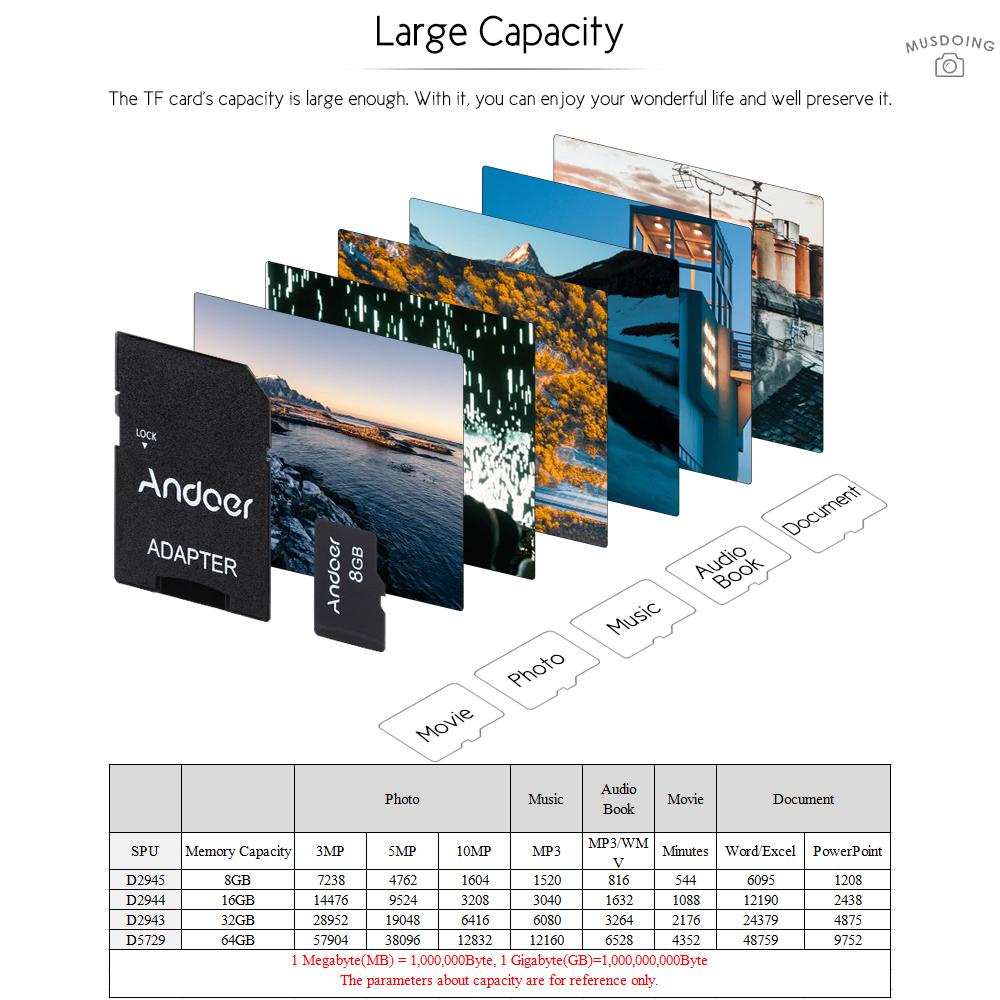 Thẻ Nhớ Tf Andoer 8gb Class 10 + Bộ Chuyển Đổi Thẻ Tf Cho Máy Ảnh / Điện Thoại / Máy Tính | BigBuy360 - bigbuy360.vn