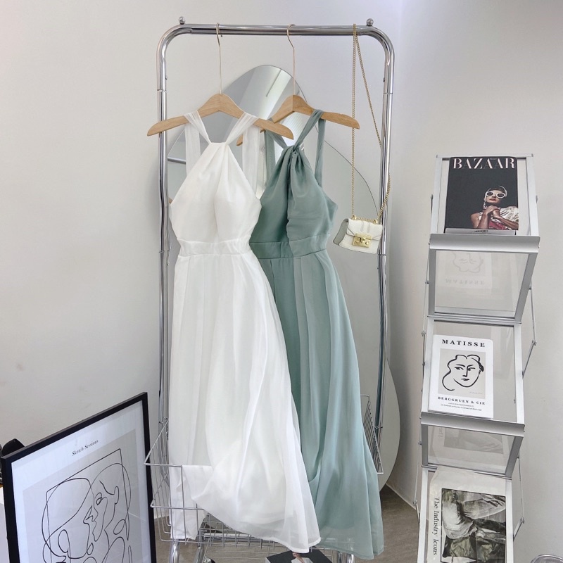 Đầm maxi cổ yếm dây chéo Laura BT133