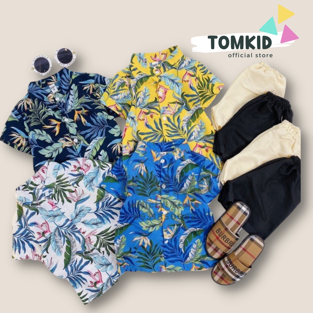 Đồ đi biển cho bé trai, Áo sơ mi cho bé chất tơ đũi siêu mát 7-20kg TomKids