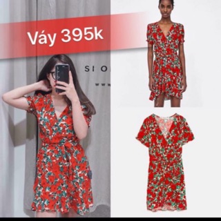 váy zara hoa đỏ