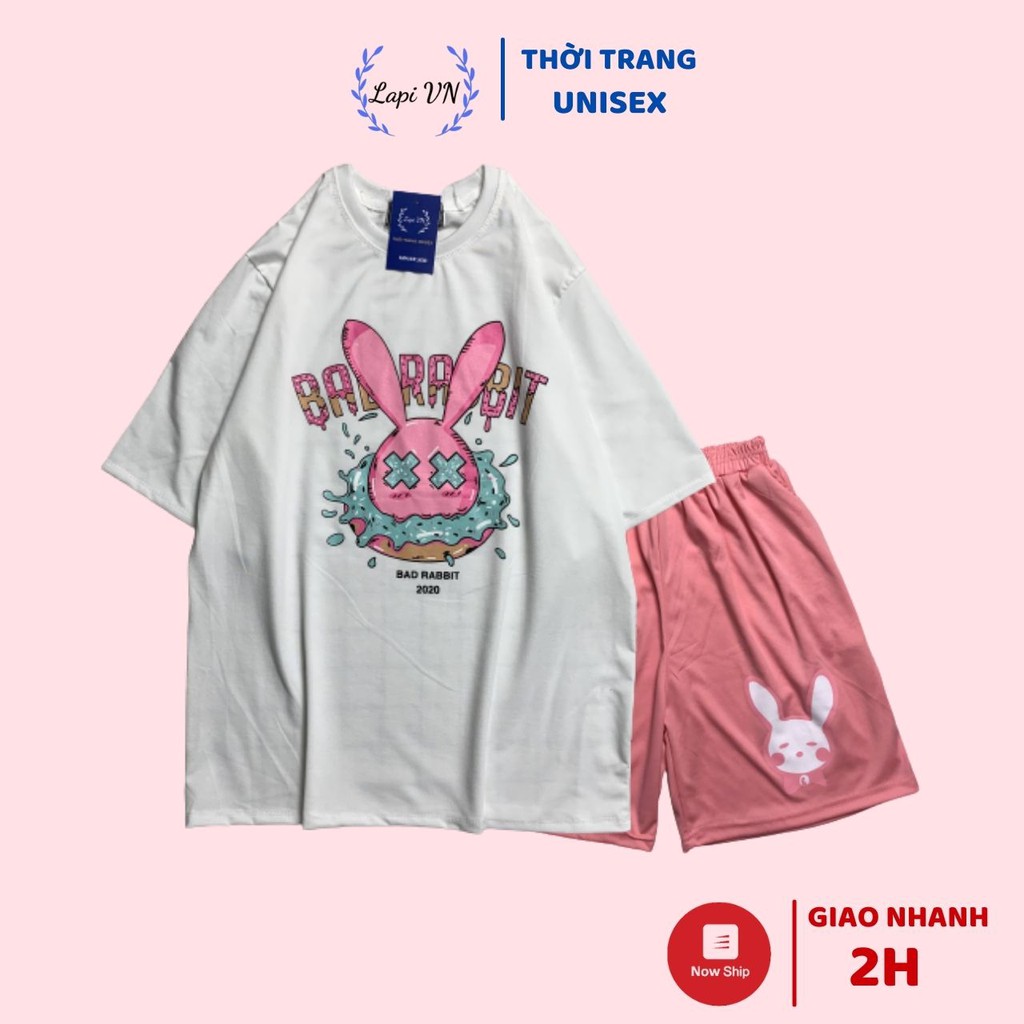 Đồ Bộ Nam Nữ Hoạt Hình Uniex Tay Lỡ Bad Rabit Lapi VN, Đồ Bộ Cartoon, Freesize, Thun Cotton, Nam Nữ Đều Mặc Được