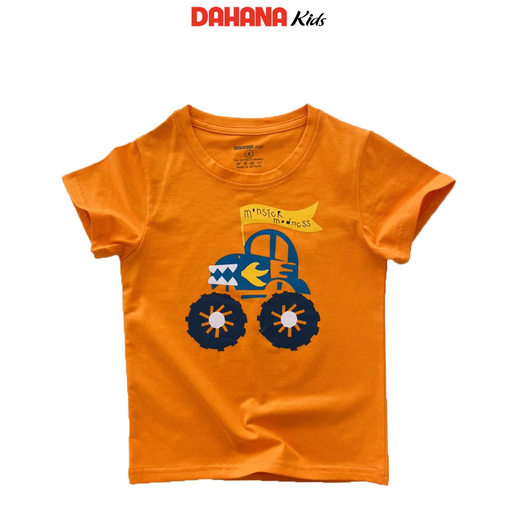 Áo Cộc Tay Bé Trai DAHANA Kids - Áo Phông Cộc Tay Thun Cotton Cho Bé Trai 1-8 Tuổi Hình In Xe Tải Độc Đáo