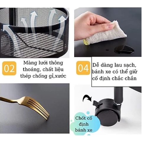 ⚡️Kệ xoay đa năng đựng rau củ quả di động- Kệ bếp xoay 360 Có Bánh Xe Di Chuyển