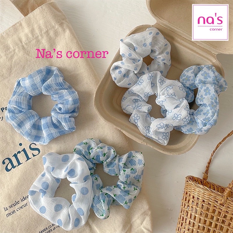 Thun cột tóc vải chun buộc xanh dương - Link 2
