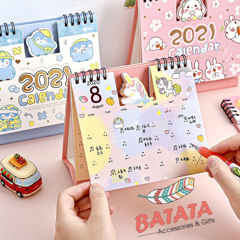 Lịch Để Bàn Năm 2022 Nhiều Họa Tiết Siêu Dễ Thương, Cute, Đáng Yêu Trang Trí Góc Học Tập, Bàn Làm Việc