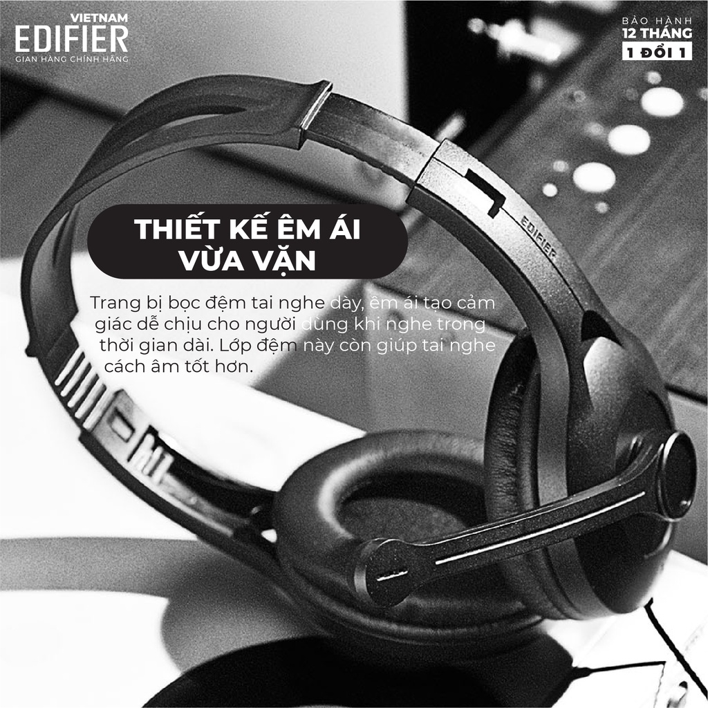 Tai nghe chụp tai có mic EDIFIER USB K800 Chống ồn Chân cắm USB - Hàng phân phối chính hãng Bảo hành 12 tháng