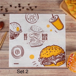 [QP-GH298*285] SET 100 tờ giấy gói bánh mỳ/hamburger size 29x30cm hàng cao cấp