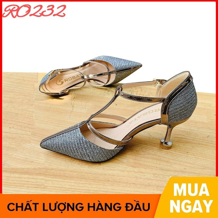 Giày sandal nữ cao gót đế cao 6 phân hàng hiệu rosata màu xám ro232