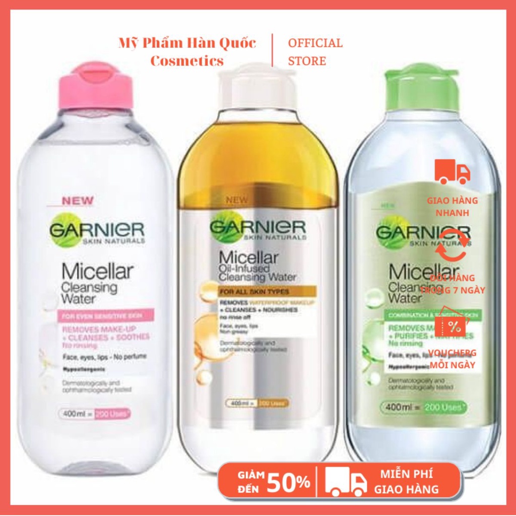 Tẩy Trang Da Dầu Pháp / 𝘍𝘳𝘦𝘦𝘴𝘩𝘪𝘱 / Nước Tẩy Trang Garnier Micellar Cleansing Water 400ml