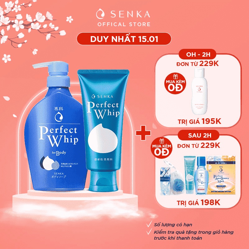 Bộ đôi Senka sữa tắm dưỡng ẩm 500ml và sửa rửa mặt tạo bọt dưỡng ẩm chiết xuất tơ tằm 120g