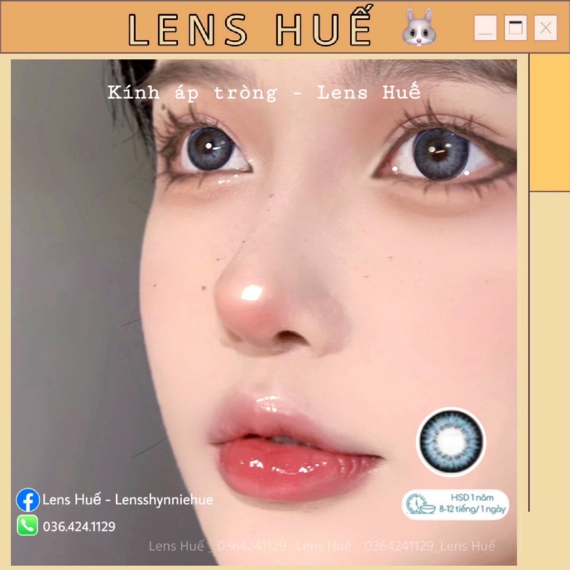 Lens Blue - xanh dương mắt ướt tây nhẹ, viền nhẹ giãn vừa tone Hàn Quốc - Lens Huế