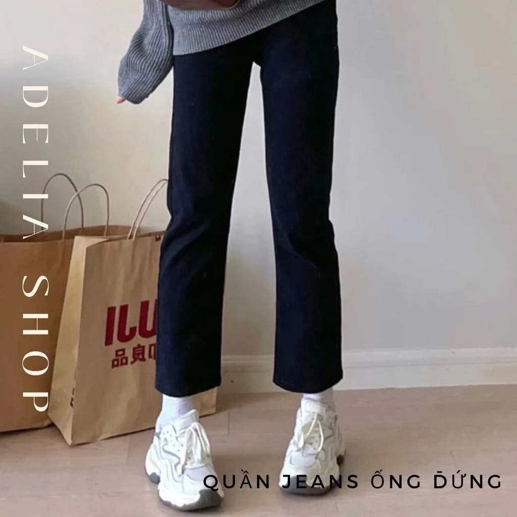 Quần Jeans Ống Đứng Đen | Quần Denim Nữ Cạp Cao Dáng Suông Ống Đứng Trẻ Trung Sành Điệu Phong Cách Hàn Quốc | BigBuy360 - bigbuy360.vn