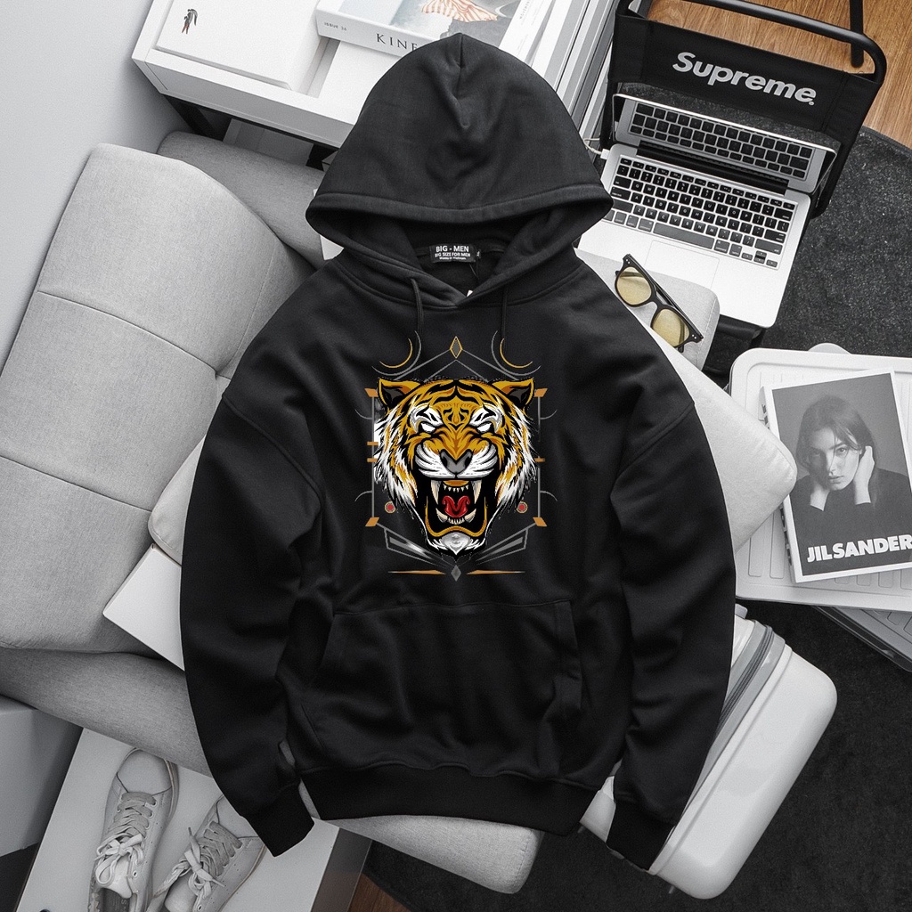 BIGSIZE - Áo khoác hoodie nam màu đen form bigsize 90kg - 130kg - in hình mã 3HD-012-D/4HD-012-D/5HD-012-D/6HD-012-D