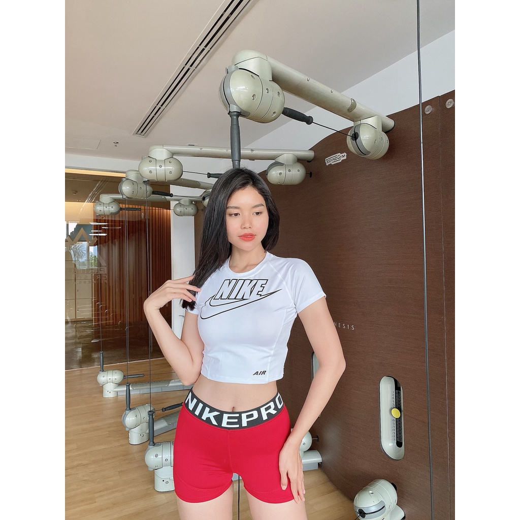 [Chất mịn, mát] Áo Croptop Tập Gym Tay Ngắn In Chữ To Siêu Hot