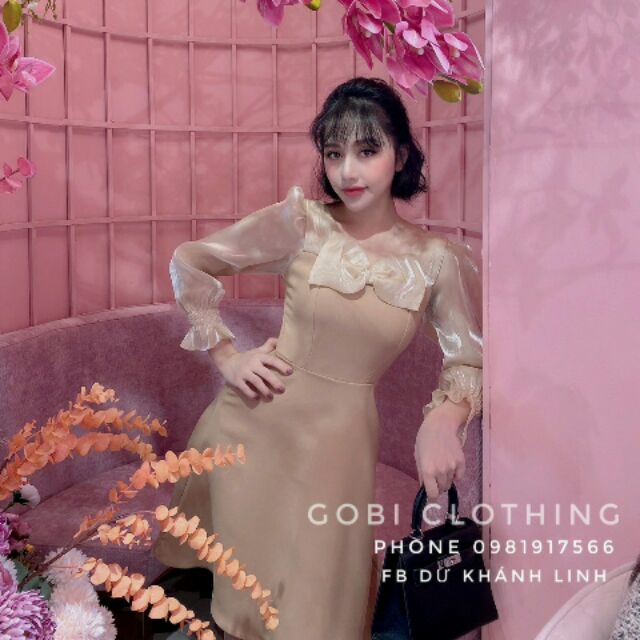 Váy xòe phối tay A350.325