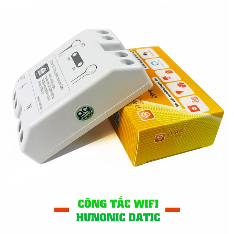 Công Tắc Thông Minh Wifi Hunonic Datic 1 Kênh 500W, Điều Khiển Thiết Bị Từ Xa Qua Điện Thoại