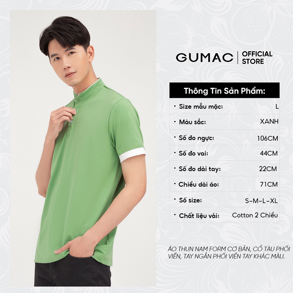 [Mã WABRGD12 giảm 10% đơn 250K] Áo thun polo nam có cổ GUMAC tay phối viền chất cotton cao cấp ATNB462 | BigBuy360 - bigbuy360.vn