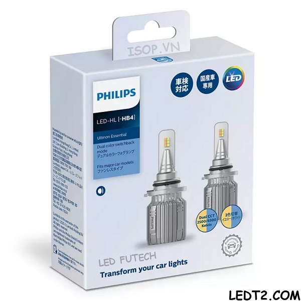 [LEDT2 ISOP] Đèn gầm LED Philips Ultinon Essential Dual CCT [Số lượng: 1 Cặp] [Bảo hành 1 năm]