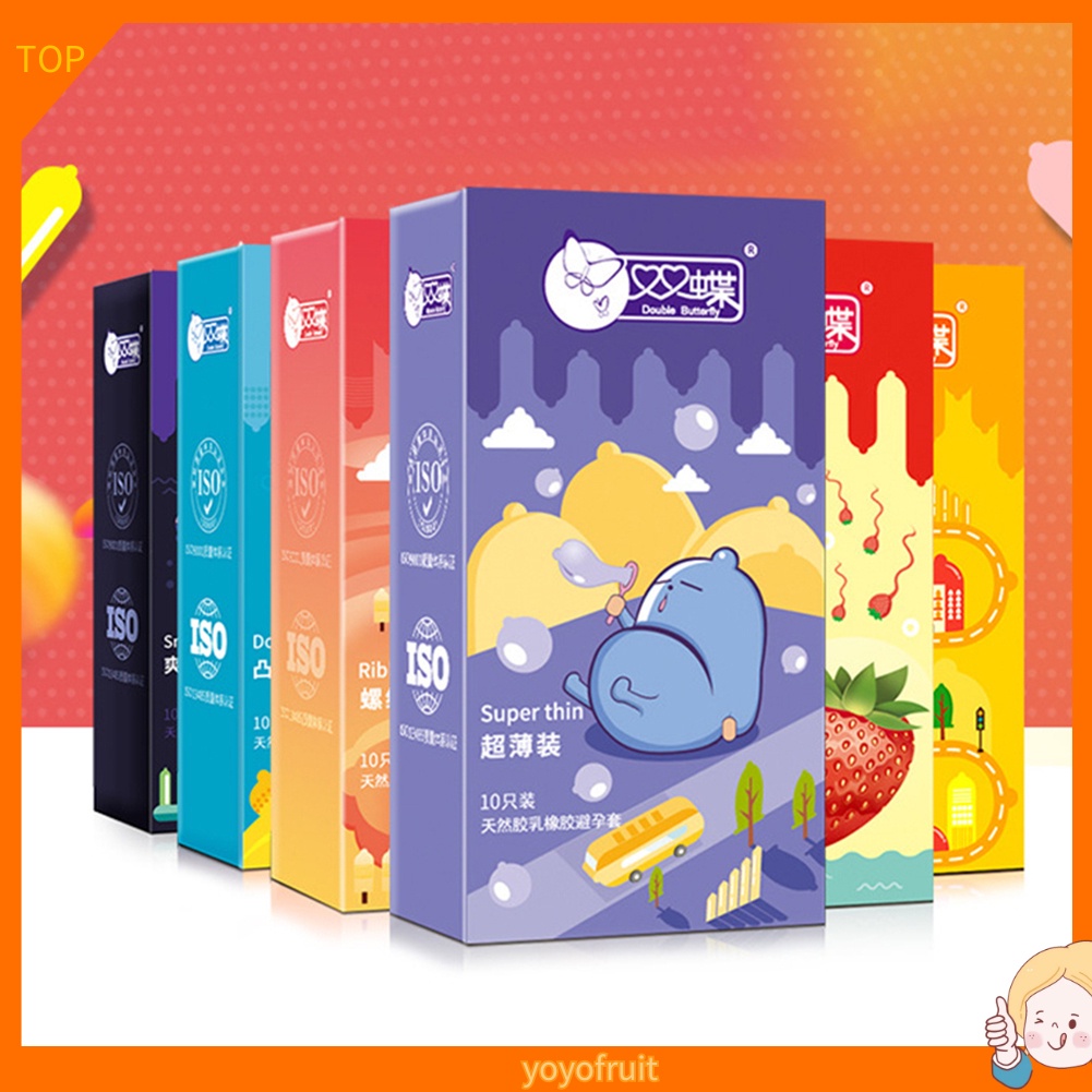 Bộ 10 bao cao su mùi hương trái cây tự nhiên mềm mại dành cho nam