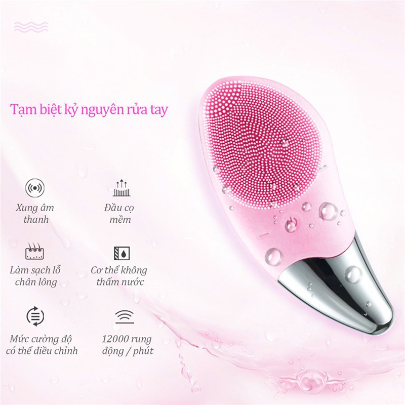 Máy rửa mặt silicone công nghệ mới sóng UltraSonic mới massage nâng cơ - Tặng khăn quấn tóc - BH 3 tháng - Kaizo Mart