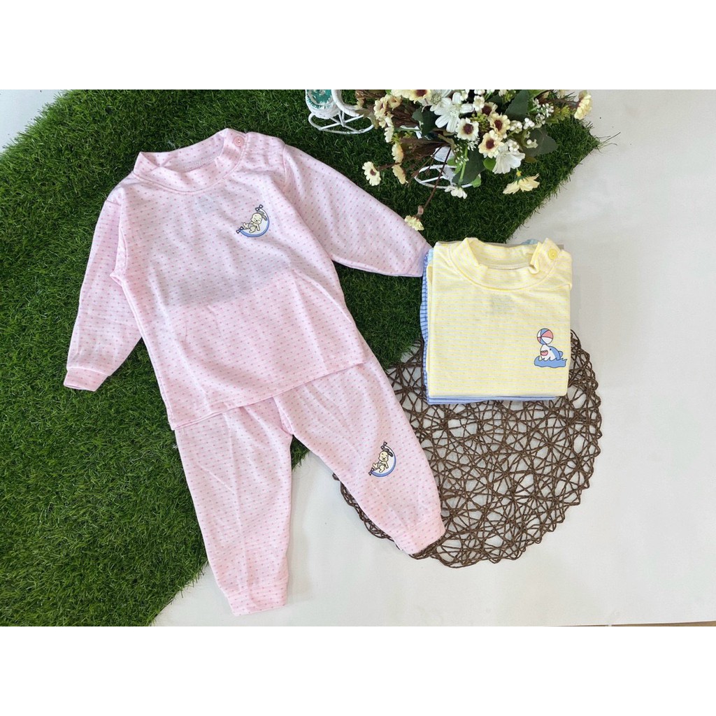 Bộ Nỉ Dài Tay UnChi 3 Phân Chấm Kẻ Siêu Mềm Mịn Cho Bé QATE210 - NamKidShop