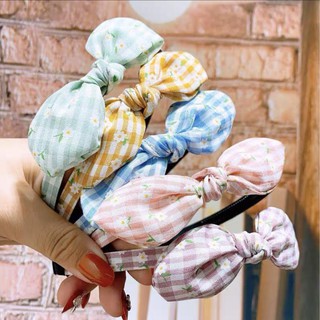 Bờm cài tóc vải hoa nhí phối nơ