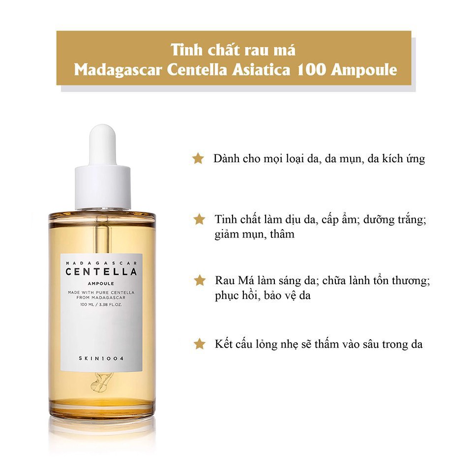 Skin1004 - Tinh Chất Rau Má Cho Da Mụn, Phục Hồi Da Madagascar Centella Asiatica 100 Ampoule