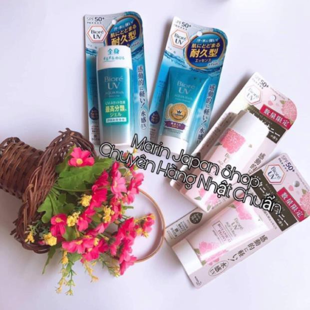 (Có bill+ảnh mua siêu thị) kem chống nắng Biore UV Aqua Rich gel nội địa Nhật Bản Hoa mẫu đơn hồng