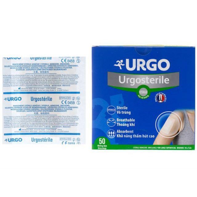 Băng Dán Có Gạc Vô Trùng Urgo Urgosterile Nhiều Kích Cỡ (Hộp/50miếng)