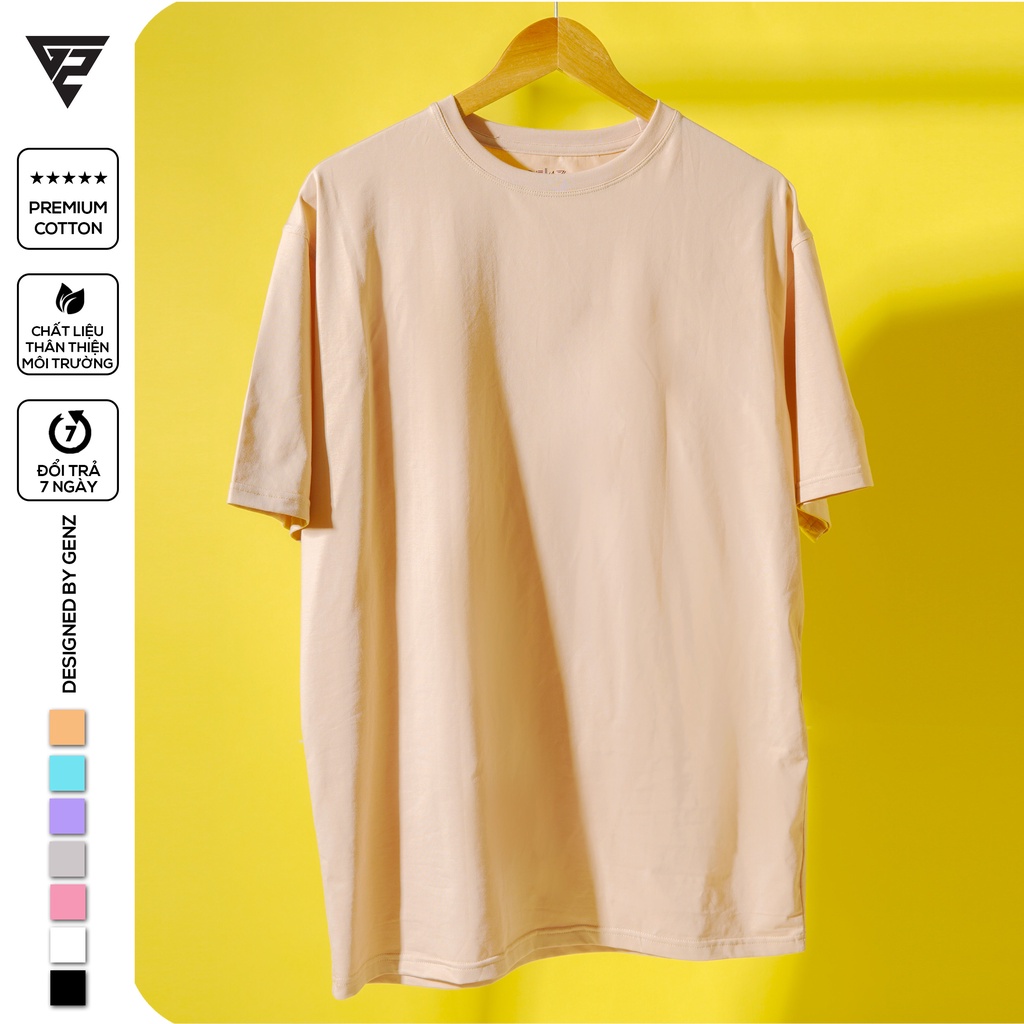 Áo thun tay lỡ unisex nam nữ trơn GENZ Premium Cotton form rộng oversize nhiều màu