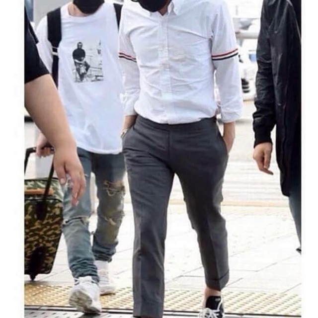 Áo sơ mi trắng thom brown viền 2 tay, nhập vải oxford