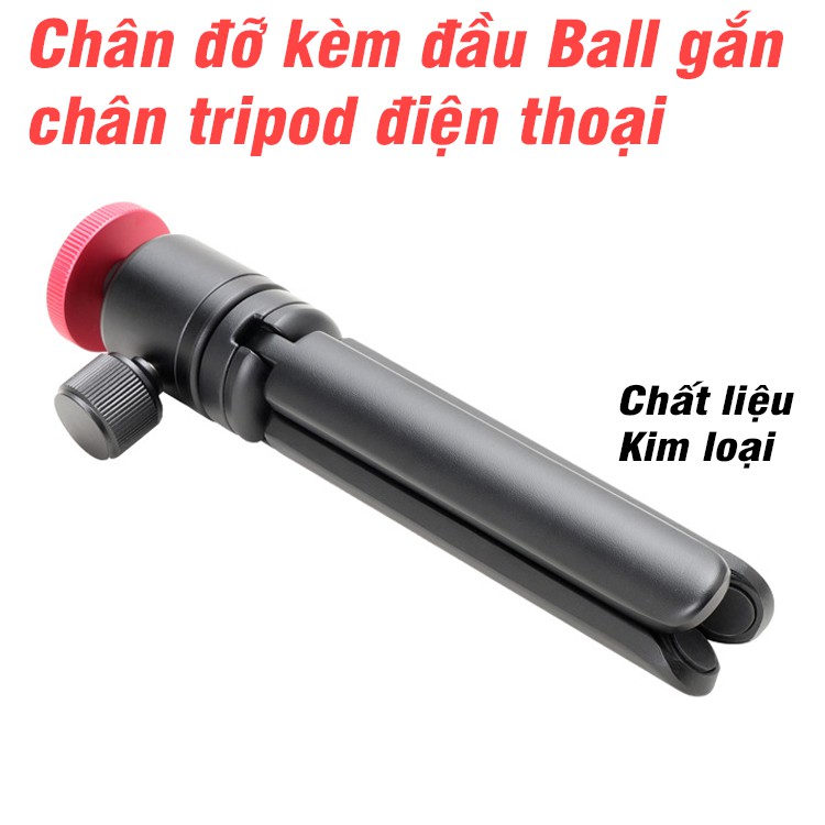 Chân đỡ mini máy ảnh, gimbal điện thoại kiêm tay cầm bằng kim loại