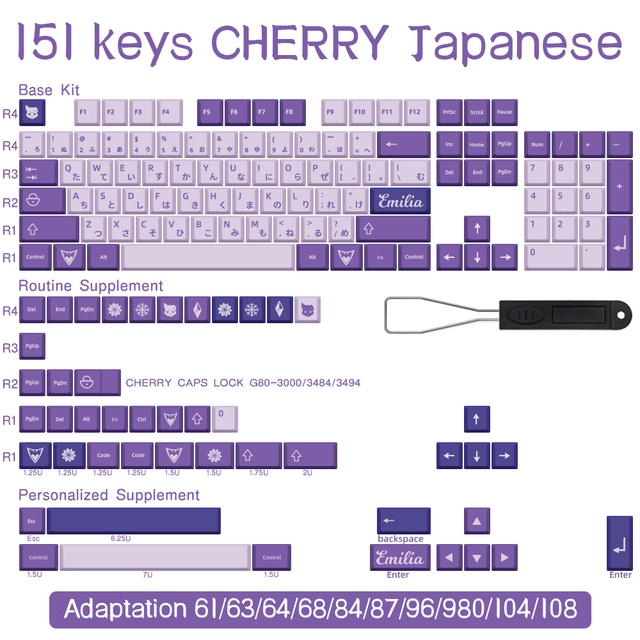 Frost Witch Keycap Cherry Profile Keycaps Nút bàn phím cơ 139 phím 61/64/68/71/84/87/100/104