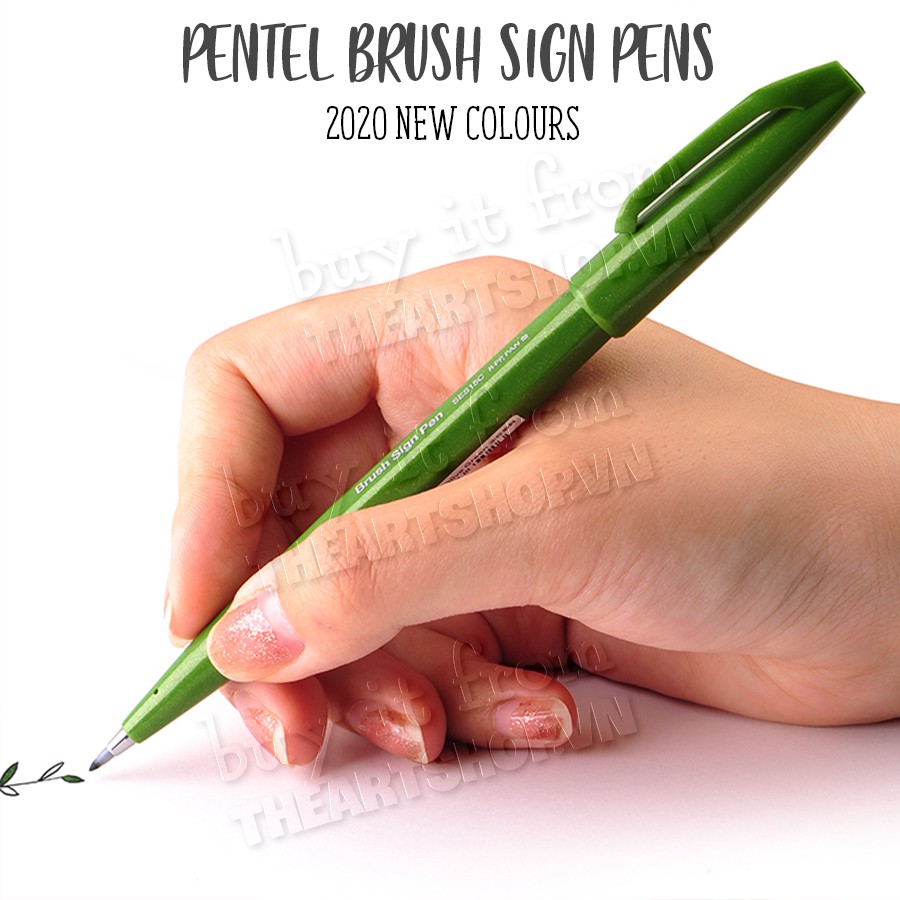 Bút viết thư pháp PENTEL Sign brush pen, fude touch 12 màu mới 2020 SES15C THEARTSHOP
