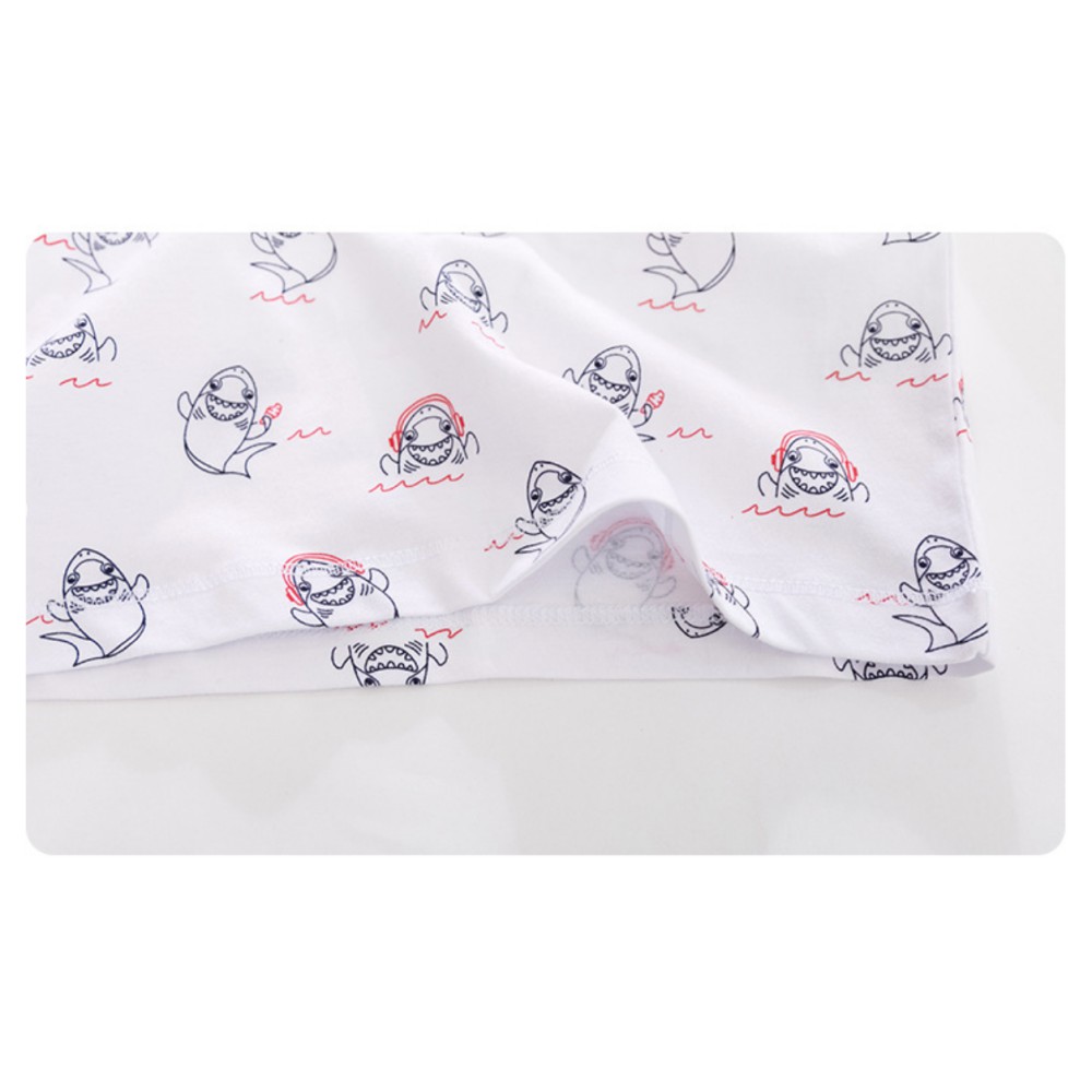 Áo thun bé trai Little Maven hình Shark mini màu trắng sang trọng dễ thương hàng tiêu chuẩn Châu Âu