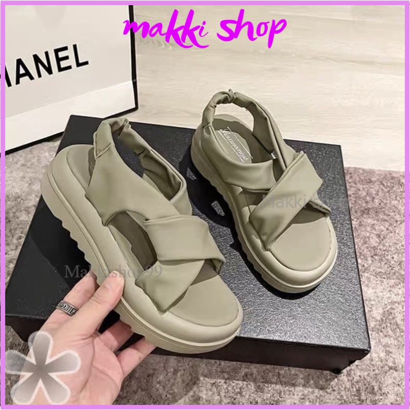 Sandal chun xoắn siêu xinh mới, sandal nữ đế răng cưa cao 4cm MAKKI SHOP