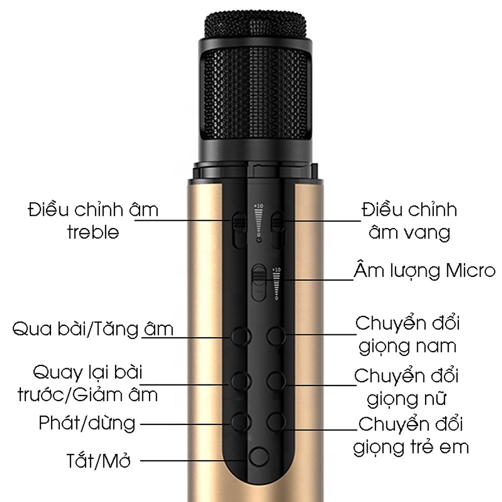 Micro karaoke kèm loa bluetotoh cao cấp âm thanh vượt trội PKCB - Hàng chính hãng