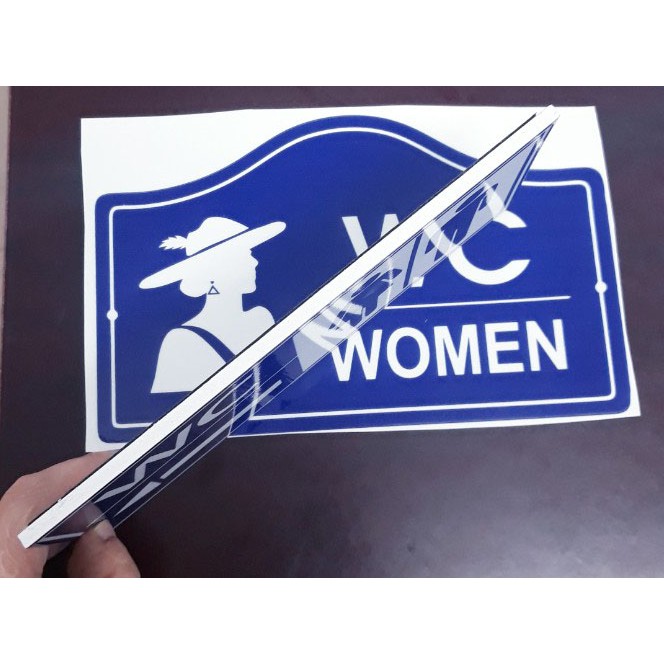 (Chọn mẫu) Biển báo WC, decan dán fomec 3mm WC Nam Nữ (Toilet woman/men) KT 20 x 10 cm, nhận gia công số lượng lớn