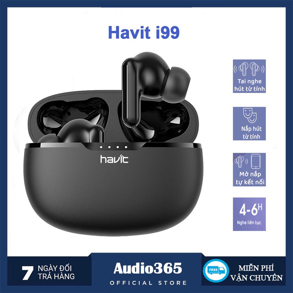 Tai nghe bluetooth Havit i99 - Cảm ứng vuốt trượt, chơi game không delay, đàm thoại, nghe nhạc 4h - hàng chính hãng