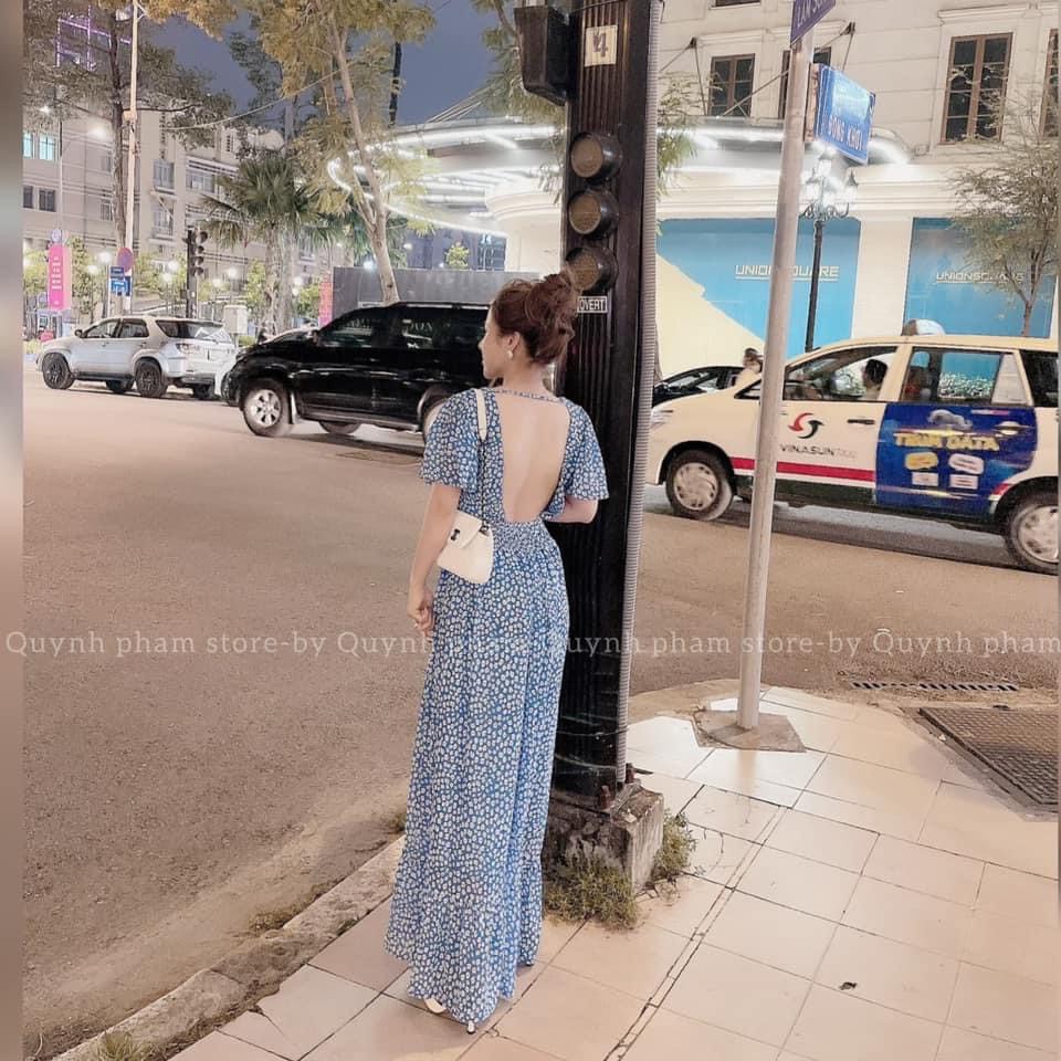 Váy maxi hoa nhí hở lưng 2 màu chất đẹp ZuLyShop | BigBuy360 - bigbuy360.vn