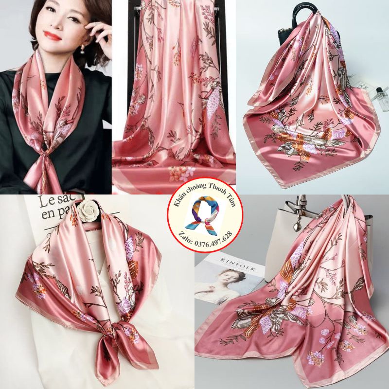 Khăn Vuông Lụa 90x90cm Quàng Cổ Nữ Đẹp - Buộc Tóc - Quấn Túi Xách- Làm Áo Yếm- Chùm đầu Cao Cấp