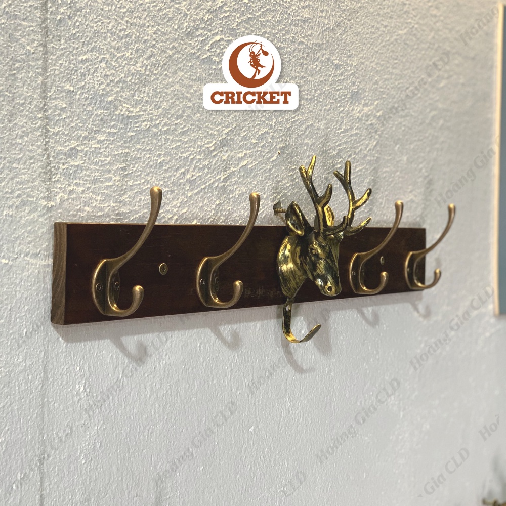 Thanh Móc Đồ Cổ Điển Kèm Đầu Hươu Tài Lộc Có Móc Đen Vàng Trang Trí Nhà Cửa Siêu Đẹp