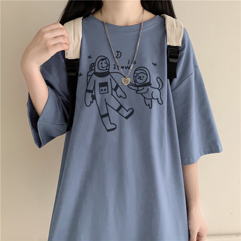 Áo thun tay lửng dáng dài rộng thời trang Hàn Quốc dành cho nữ