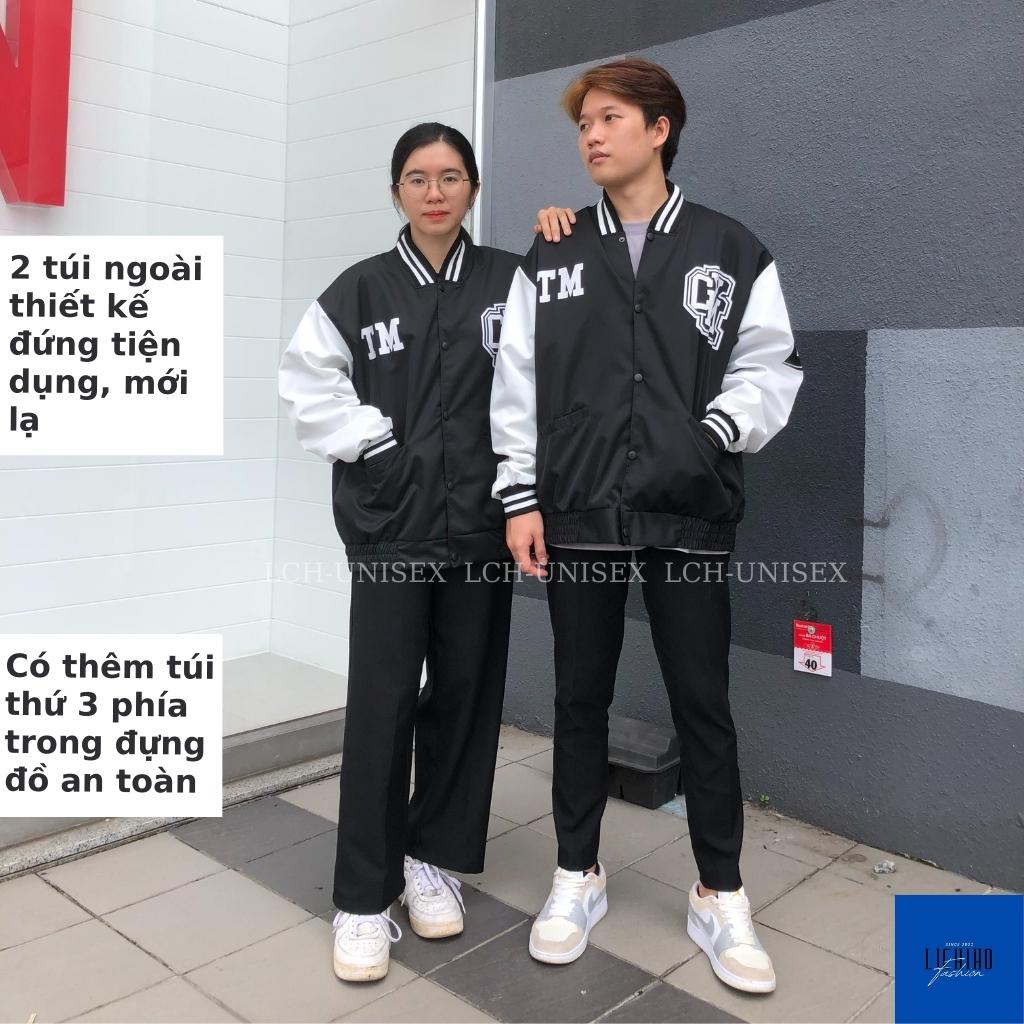 Áo bomber varsity jacket unisex form rộng CYM Áo khoác bóng chày nam nữ vải dù 2 lớp ulzzang LCH