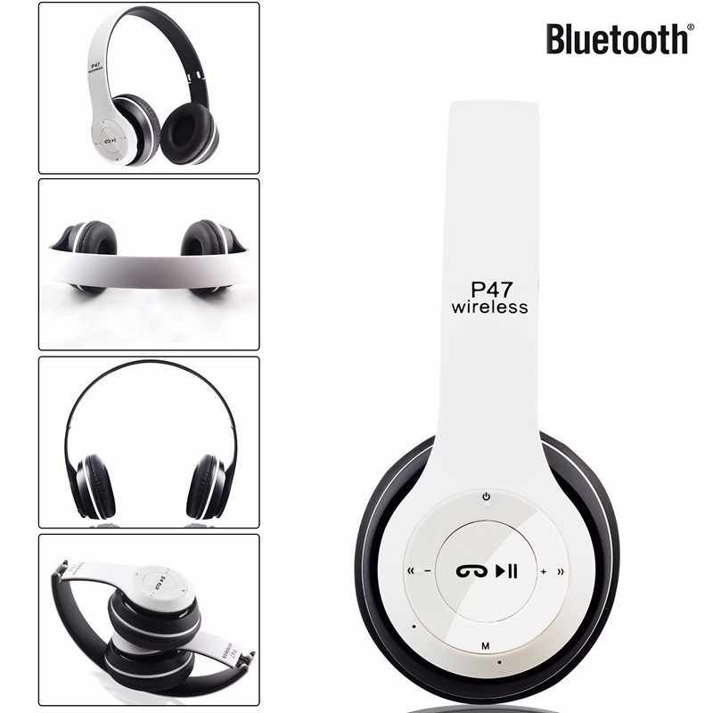 [NHIỀU MÀU] Tai nghe Bluetooth không dây chụp tai cá tính có khe cắm thẻ nhớ p47