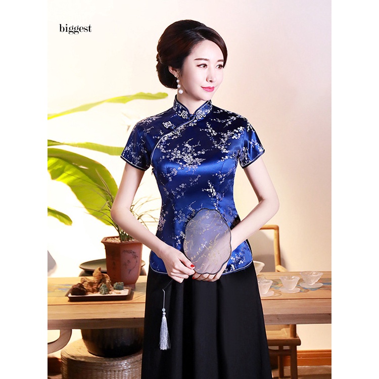 Áo Sườn Xám Cách Tân Cài Nút Phong Cách Trung Hoa Cho Nữ