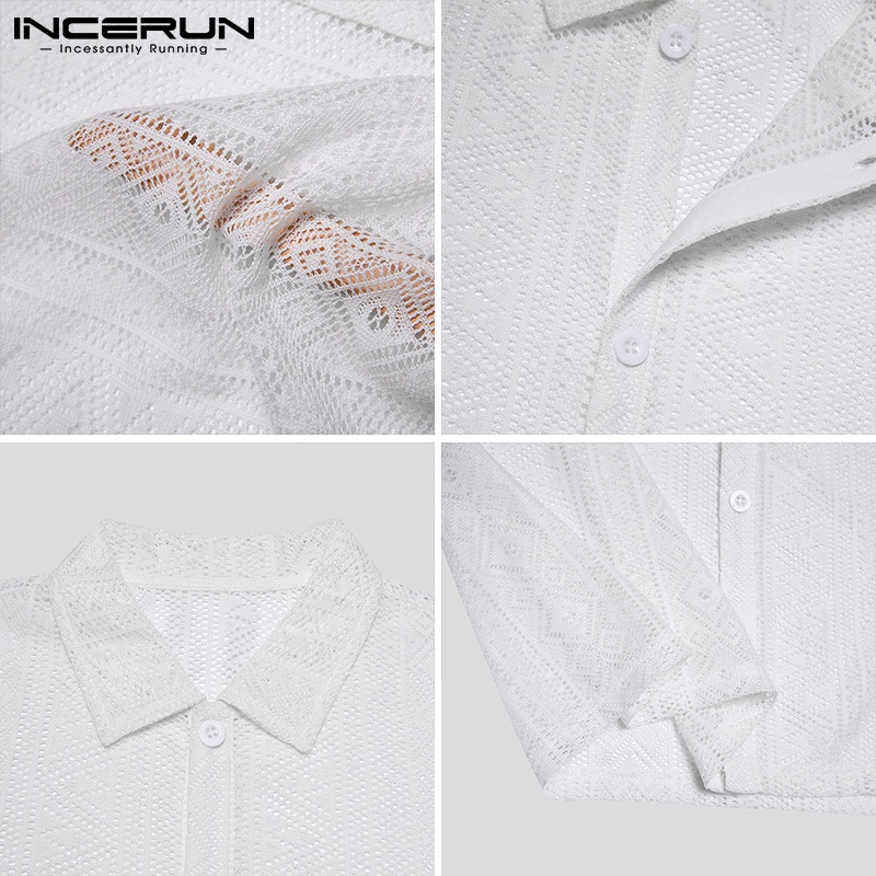 Áo Sơ Mi Tay Lỡ Phối Lưới Xuyên Thấu Thời Trang Mùa Hè Quyến Rũ Cho Nam